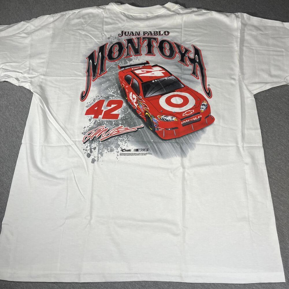 Vintage Chase Authentic Juan Pablo Montoya #42 NASCAR White Graphic T-Shirt XL - Picture 2 of 6